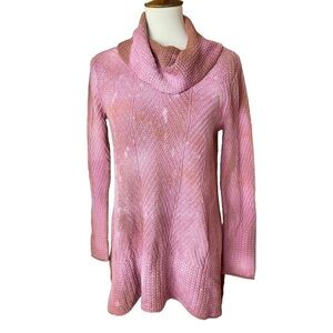 Jeanne Pierre Pink Tie Dye 100% Cotton Cowl Neck Sweater - Size Medium